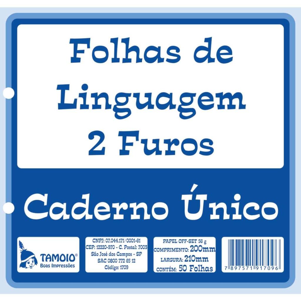 Bloco Para FichÁrio 2 Furos Folha De Linguagem Tam Hm2 Papelaria Bauru 7731