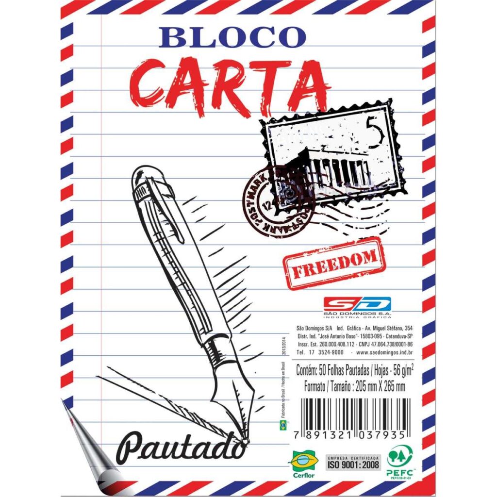 Bloco Para Carta A4 Pautado Branco Pauta Branca Hm2 Papelaria Bauru 3952