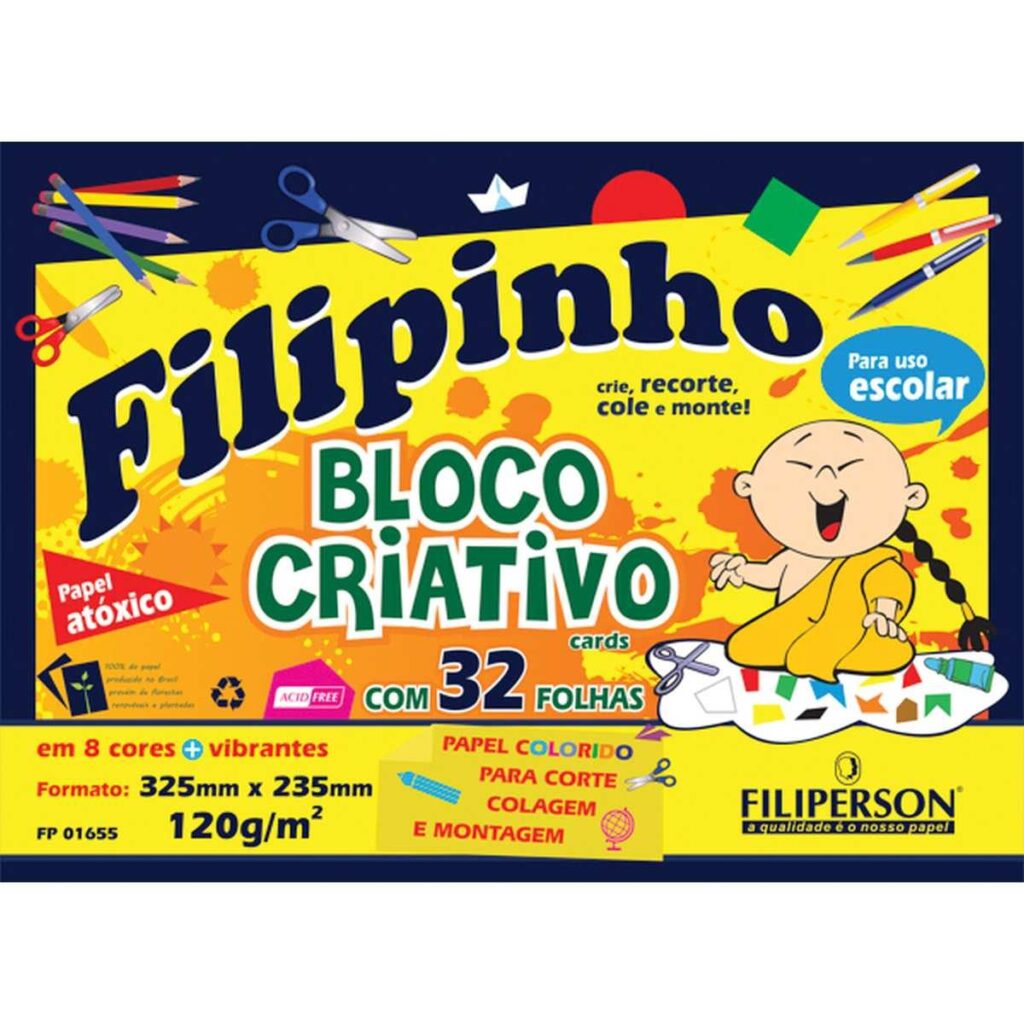 Bloco Para EducaÇÃo ArtÍstica Filipinho 8 Cores 325x235 120grs Filiperson Hm2 Papelaria Bauru 9298