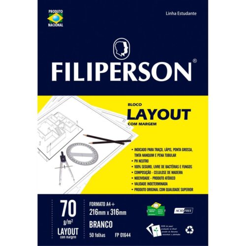 Bloco TÉcnico Com Margem A4 Layout Branco 50 Folha Hm2 Papelaria Bauru 2514