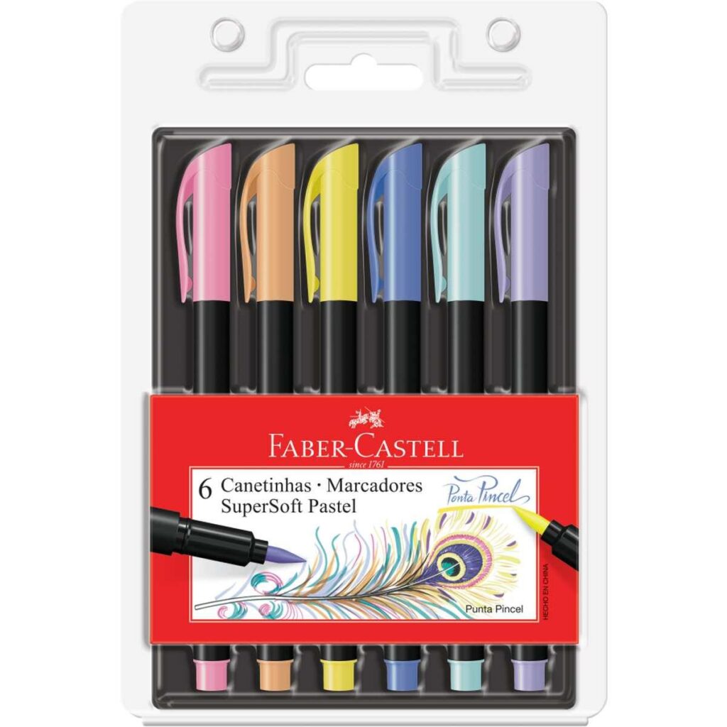 CANETA HIDROGRÁFICA SUPERSOFT BRUSH CORES FABER HM Papelaria Bauru