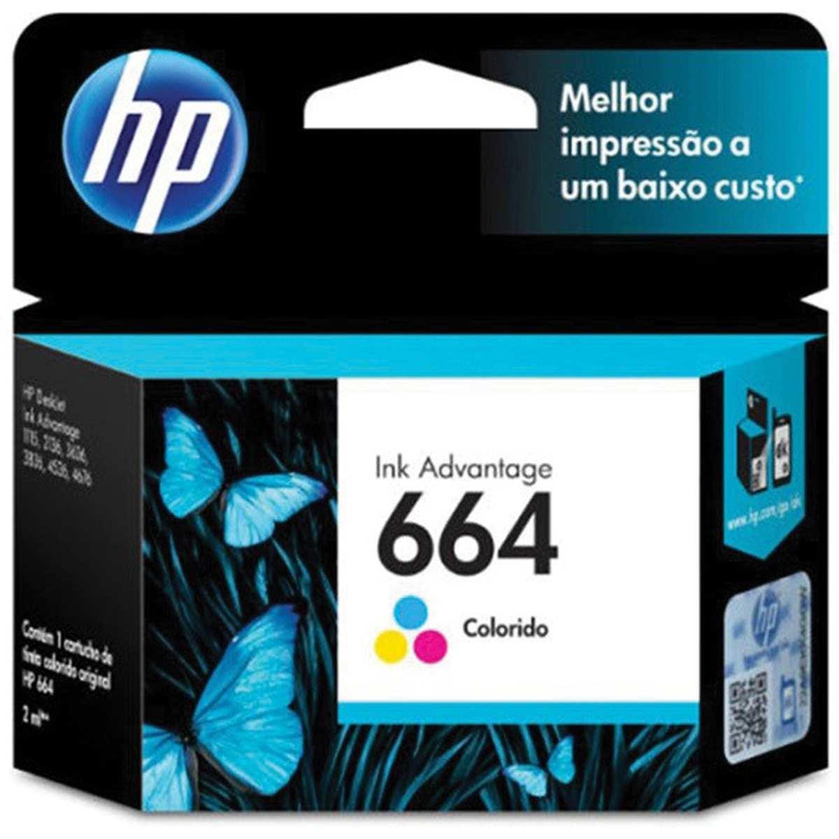 CARTUCHO ORIGINAL HP 664 COLORIDO INK ADVANTAGE -