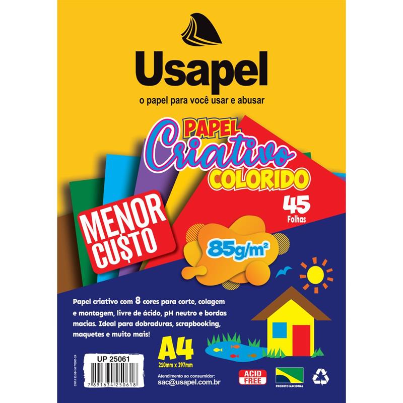 Bloco Para EducaÇÃo Artistica Usapel 8 Cores A4 12 Hm2 Papelaria Bauru 0736